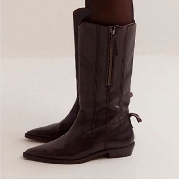 Free People We The Free Allistar Leather Pointed Western Boots-Bitter Chocolate - Picture 2 of 10